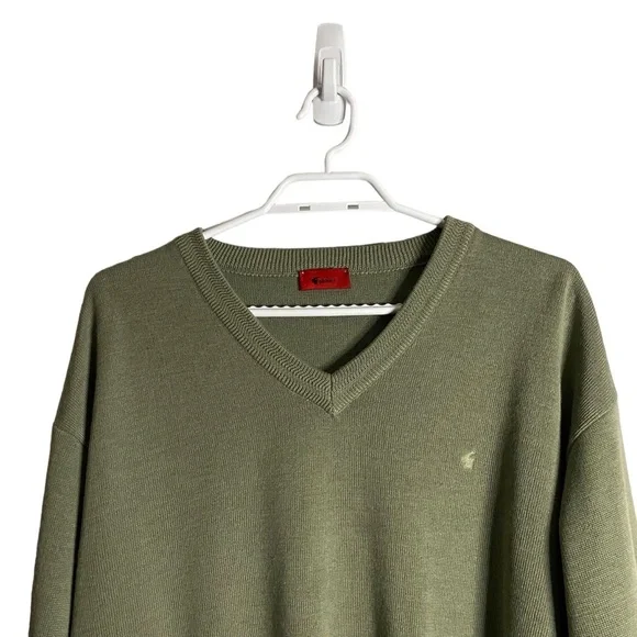 Gabicci Men's Green V-Neck Pullover Knit Sweater - Picture 2 of 8
